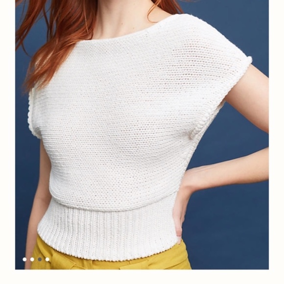 Anthro Moth White Knit Sleeveless Top Size S - Picture 4 of 8